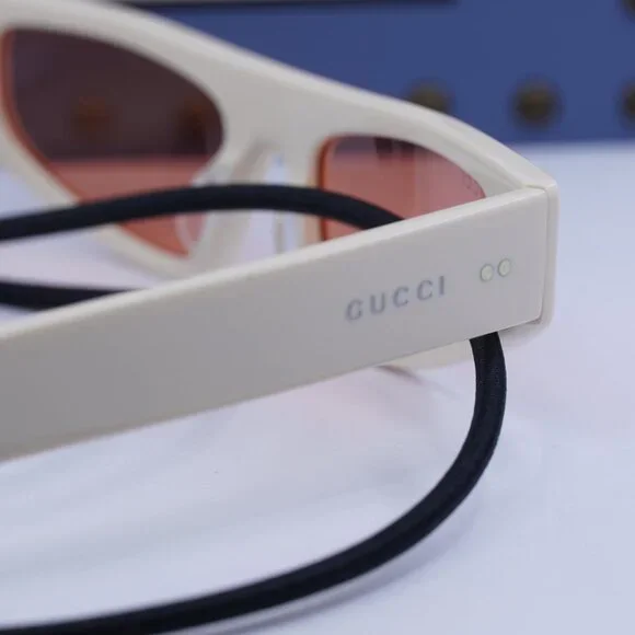 Gucci GG1634S 007 Cat Eye Sunglasses - Ivory with Black Cord/Red display picture 2
